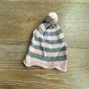 Frolics Striped Pink and Gray Kids Beanie Newborn